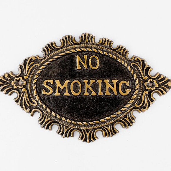 Handcrafted No Smoking Sign Plate Elegant Metal Warning Plaque for Home, Office - Picture 9 of 10